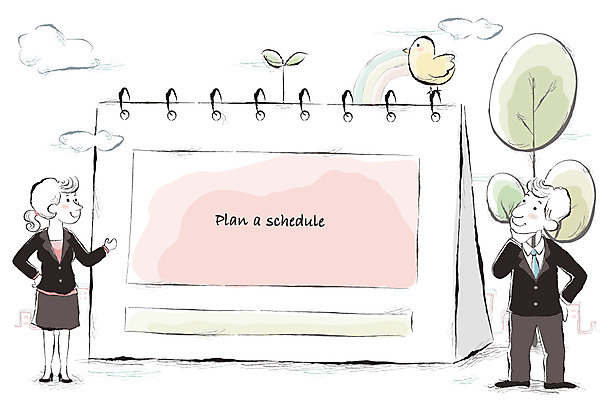 EPS 전신 나무 여자 남자 무지개 일러스트 비즈니스 조류 사람 20대 두명 30대 비즈니스라이프 새싹 비즈니스맨 비즈니스우먼 계획 동료 스케쥴링 일정표 성인만 국내일러스트 자연요소 식물 동물 라이프스타일 컨셉 관계 청년 장년 직장인 파일형식 벡터