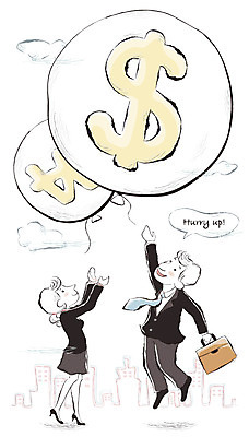 EPS 전신 구름 여자 남자 일러스트 비즈니스 사람 빌딩 20대 두명 건물 30대 금융 경제 비즈니스라이프 비즈니스맨 비즈니스우먼 화폐기호 동료 노력 풍선 성인만 국내일러스트 자연요소 라이프스타일 건축물 기호 관계 청년 장년 직장인 화폐 파일형식 벡터