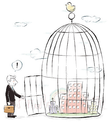 EPS 전신 구름 남자 일러스트 회사 비즈니스 한명 사람 빌딩 20대 성인 건물 30대 비즈니스라이프 비즈니스맨 느낌표 새장 남자만 남자한명만 성인남자만 성인만 국내일러스트 자연요소 1 라이프스타일 건축물 기호 청년 장년 직장인 케이지 파일형식 벡터