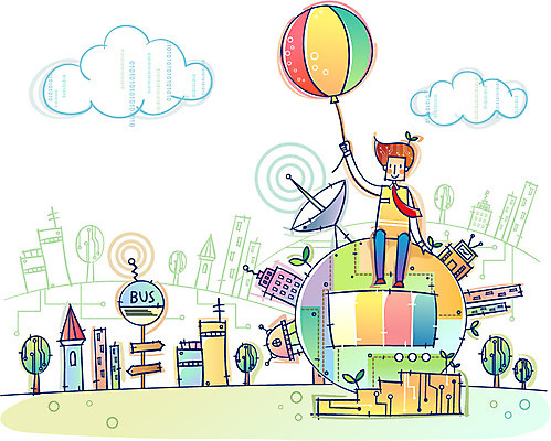 EPS 구름 남자 산업 일러스트 비즈니스 첨단산업 안테나 한명 사람 20대 성인 야외 건물 회로판 하이테크 풍선 지구모양 남자만 남자한명만 성인남자만 청년만 청년남자만 청년남자한명만 성인한명만 성인남자한명만 성인만 국내일러스트 자연요소 모양 1 건축물 지구 통신 기술 청년 파일형식 벡터