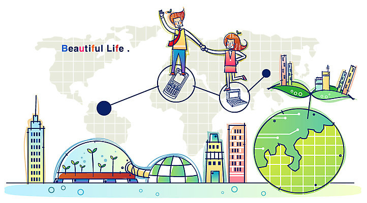 EPS 여자 남자 산업 지구 세계지도 일러스트 비즈니스 첨단산업 사람 야외 두명 노트북 스마트폰 생명공학 하이테크 첨단도시 국내일러스트 지도 의학 기술 전자제품 핸드폰 스마트기기 세계 도시 파일형식 벡터