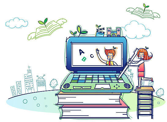 EPS 여자 교육 남자 산업 일러스트 비즈니스 사다리 첨단산업 사람 두명 책 도시 클래퍼보드 하이테크 전자사전 국내일러스트 기술 도구 사전 파일형식 벡터