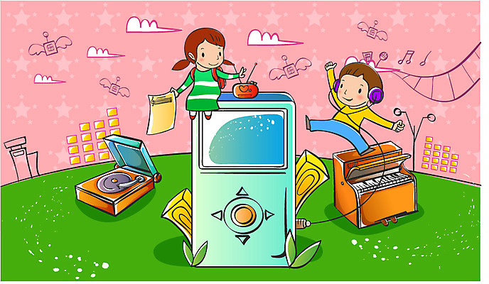 EPS 주간 학생 여자 어린이교육 교육 남자 어린이 악기 음악 일러스트 교과목 사람 야외 두명 스쿨라이프 건반 피아노 건반악기 오르간 MP3 음악교육 어린이만 국내일러스트 자연요소 라이프스타일 학교 문화예술 전자제품 파일형식 벡터