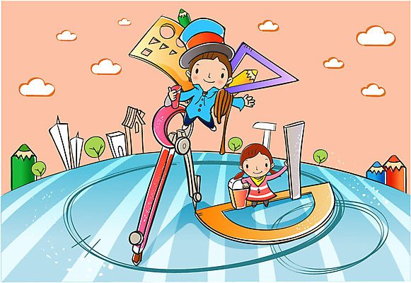 EPS 주간 구름 학생 여자 어린이교육 교육 남자 어린이 일러스트 문구용품 색연필 자 사람 야외 두명 스쿨라이프 마술사 컴파스 각도기 어린이만 국내일러스트 자연요소 라이프스타일 학교 학용품 마술 오브젝트 파일형식 벡터