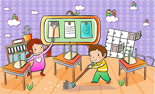 EPS 학생 여자 어린이교육 교육 남자 어린이 가사 일러스트 교실 학교 알림판 사람 두명 스쿨라이프 청소 책상 청소시간 마대걸레 어린이만 국내일러스트 라이프스타일 가구 청소도구 파일형식 벡터