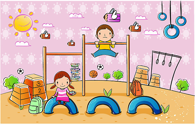 EPS 주간 구름 학생 시설물 여자 어린이교육 교육 남자 어린이 일러스트 교과목 놀이 사람 야외 두명 운동 태양 연필 스쿨라이프 운동장 놀이터 체육교육 철봉 뜀틀 어린이만 국내일러스트 자연요소 라이프스타일 건축물 스포츠용품 스포츠시설 학교 학용품 건강 필기구 공간 체육 파일형식 벡터