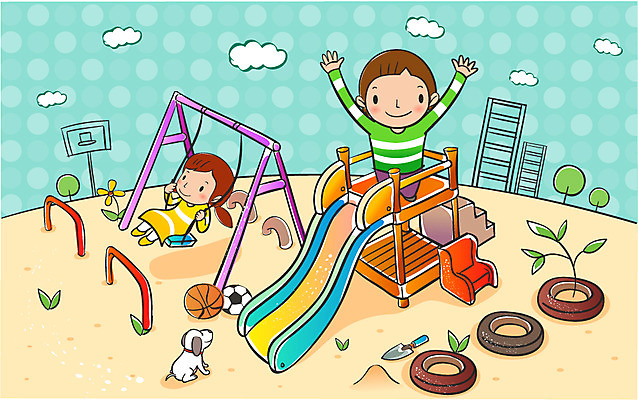 EPS 주간 나무 구름 여자 어린이교육 교육 남자 어린이 일러스트 사다리 축구공 농구공 사람 소녀 소년 야외 두명 스쿨라이프 강아지 미끄럼틀 놀이터 그네 어린이만 국내일러스트 자연요소 식물 라이프스타일 공 축구용품 학교 놀이 농구 반려동물 도구 개 놀이기구 파일형식 벡터