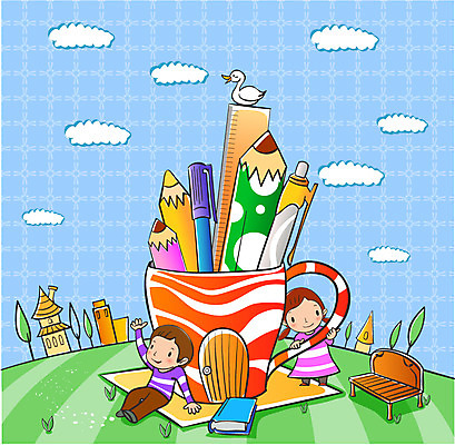 EPS 주간 구름 학생 여자 어린이교육 교육 남자 어린이 벤치 일러스트 문구용품 학용품 자 사람 야외 두명 건물 컵 볼펜 스쿨라이프 어린이만 국내일러스트 자연요소 라이프스타일 식기 건축물 의자 학교 펜 오브젝트 파일형식 벡터