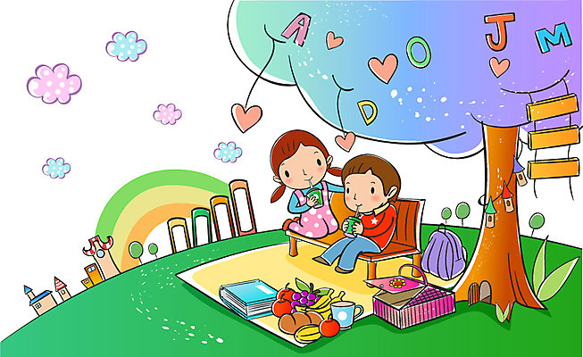 EPS 주간 나무 학생 알파벳 여자 어린이교육 교육 남자 어린이 과일 일러스트 휴식 사람 야외 두명 책 소풍 스쿨라이프 어린이만 국내일러스트 자연요소 식물 라이프스타일 영어 컨셉 학교 야외활동 파일형식 벡터