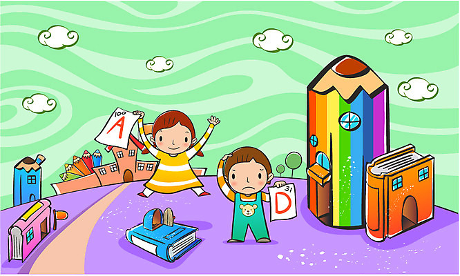 EPS 주간 구름 학생 알파벳 영어 여자 어린이교육 교육 남자 어린이 일러스트 교과목 학교 영어교육 사람 야외 두명 책 연필 스쿨라이프 점수 성적표 어린이만 국내일러스트 자연요소 문자 라이프스타일 학용품 필기구 파일형식 벡터