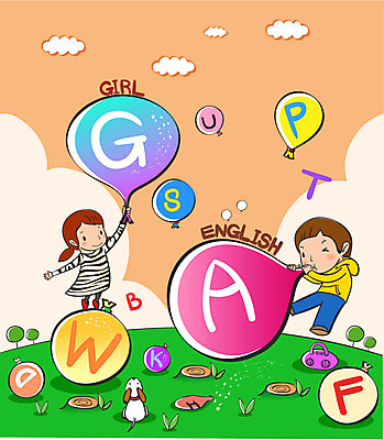 EPS 주간 학생 알파벳 영어 여자 어린이교육 교육 남자 어린이 일러스트 교과목 영어교육 사람 야외 두명 스쿨라이프 강아지 풍선 어린이만 국내일러스트 자연요소 문자 라이프스타일 학교 반려동물 개 파일형식 벡터