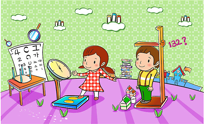 EPS 구름 학생 여자 어린이교육 교육 남자 어린이 일러스트 열쇠 사람 두명 책 스쿨라이프 우유 몸무게 키_신체 시력 체중계 신체검사 시력검사 어린이만 국내일러스트 자연요소 라이프스타일 신체 의학 학교 유제품 검사_조사 파일형식 벡터