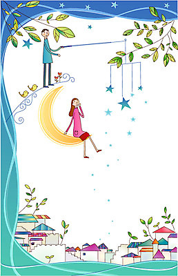 EPS 나무 여자 남자 별 일러스트 조류 낚시 주택 사람 20대 두명 건물 30대 야간 초승달 사회이슈 사회복지 영세민 정책 성인만 국내일러스트 자연요소 식물 동물 건축물 컨셉 레저 청년 장년 달 복지 파일형식 벡터