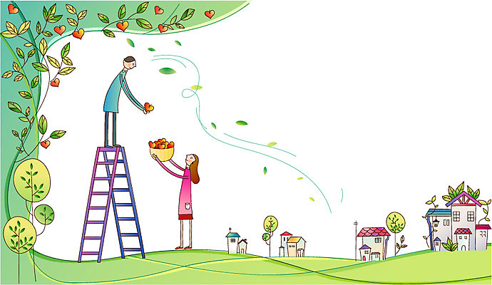 EPS 나무 여자 열매 남자 일러스트 사다리 주택 사랑 사람 20대 두명 건물 30대 희망 수확 하트 사회이슈 사회복지 나눔 성인만 국내일러스트 모양 식물 건축물 감정 컨셉 농업 청년 장년 도구 복지 파일형식 벡터