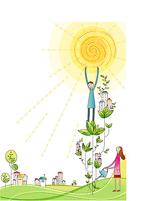 EPS 주간 나무 커플 여자 남자 일러스트 주택 사람 20대 야외 두명 건물 30대 태양 물뿌리개 사회이슈 사회복지 정책 성인만 국내일러스트 자연요소 식물 건축물 컨셉 관계 청년 장년 복지 파일형식 벡터