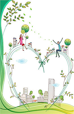 EPS 나무 여자 남자 일러스트 주택 사랑 사람 20대 두명 건물 30대 희망 하트 사회 사회이슈 사회복지 즐거움 공존 성인만 국내일러스트 모양 식물 건축물 감정 컨셉 청년 장년 복지 공동체 파일형식 벡터