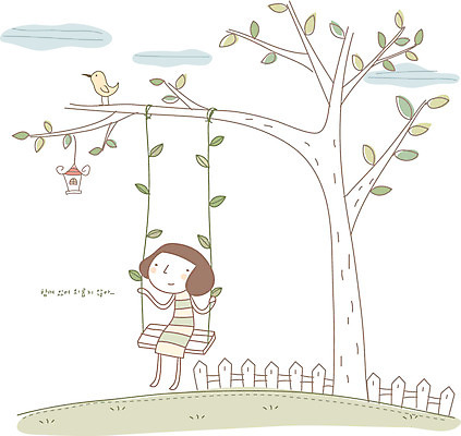 EPS 나무 여자 일러스트 상상 조류 사랑 한명 사람 20대 성인 야외 10대 울타리 봄 꿈 고독 그네 심플 그리움 여자만 여자한명만 국내일러스트 식물 동물 1 계절 감정 청소년 청년 담장 파일형식 벡터