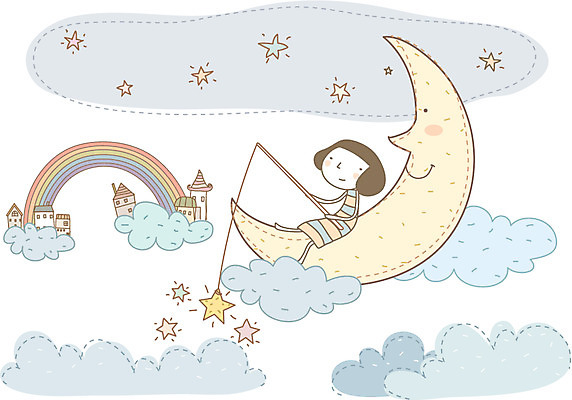 EPS 구름 여자 감정 별 무지개 일러스트 상상 낚시 주택 사랑 한명 사람 20대 성인 야외 건물 10대 꿈 달 야간 초승달 심플 여자만 여자한명만 국내일러스트 자연요소 1 건축물 청소년 레저 청년 파일형식 벡터