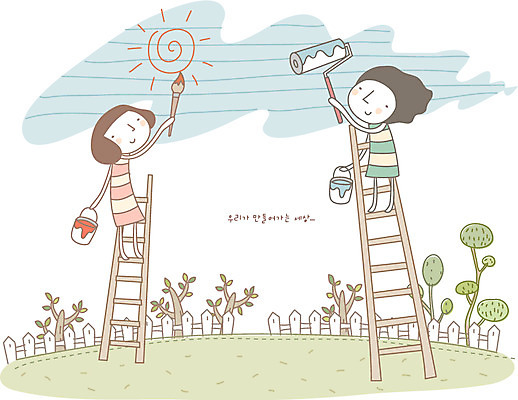 EPS 주간 나무 커플 여자 남자 감정 일러스트 사다리 상상 사랑 사람 20대 야외 두명 10대 울타리 페인트 꿈 붓 색칠 칠 페인트칠 그리기 그림 심플 롤러 국내일러스트 자연요소 식물 관계 모션 청소년 페인팅 청년 담장 도구 파일형식 벡터