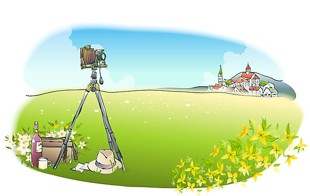 EPS 주간 모자 해외풍경 잡화 사계절 계절 꽃 백그라운드 가방 일러스트 자연 주택 풍경 사람없음 야외 카메라 마을 봄 개나리 삼각대 봄배경 국내일러스트 자연요소 식물 해외 건물 전자제품 생태계 파일형식 벡터