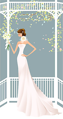 EPS 나무 모델 여자 꽃 신부 부케 웨딩드레스 포즈 결혼 일러스트 한명 사람 20대 성인 30대 뷰티 촬영 여자만 여자한명만 성인여자만 성인만 국내일러스트 식물 1 드레스 꽃다발 이벤트 청년 장년 파일형식 벡터