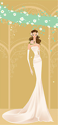 EPS 모델 여자 꽃 신부 웨딩드레스 포즈 결혼 일러스트 한명 사람 20대 성인 30대 뷰티 촬영 여자만 여자한명만 성인여자만 성인만 국내일러스트 식물 1 드레스 이벤트 청년 장년 파일형식 벡터