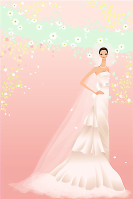 EPS 모델 여자 꽃 신부 웨딩드레스 포즈 결혼 일러스트 한명 사람 20대 성인 30대 뷰티 촬영 여자만 여자한명만 성인여자만 성인만 국내일러스트 식물 1 드레스 이벤트 청년 장년 파일형식 벡터