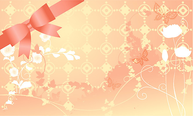 EPS 식물 문양 꽃 리본 컬러 백그라운드 무늬 패턴 일러스트 사람없음 주황색 국내일러스트 파일형식 벡터