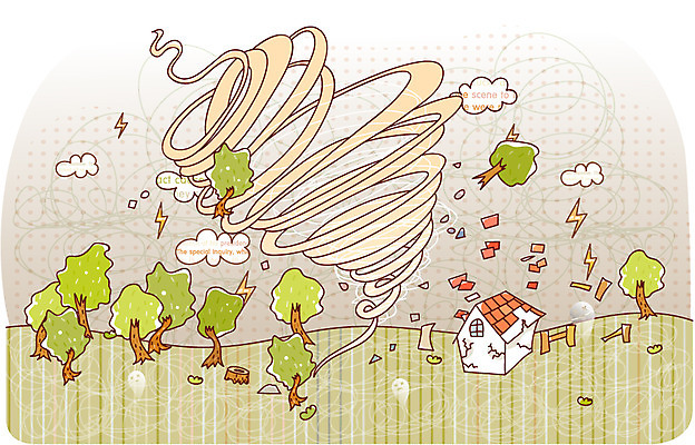 EPS 자연요소 나무 일러스트 자연현상 바람 날씨 주택 사람없음 야외 환경 피해 손상 번개 자연재해 폭풍 뽑혀짐 재앙 허리케인 회오리바람 국내일러스트 식물 컨셉 자연 건물 재해 파일형식 벡터