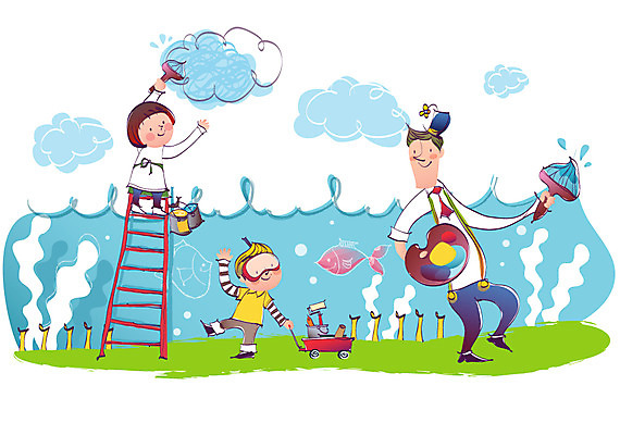 EPS 구름 여자 남자 행복 초등학생 어린이 벽 일러스트 사다리 상상 자연 페인팅 놀이 이야기 어류 미소 웃음 사람 풍경 소녀 소년 야외 세명 울타리 장난감 귀여움 붓 색칠 칠 페인트칠 작업실 해조류 팔레트 낙서 물통 물안경 즐거움 그림 작품 아저씨 어린이만 국내일러스트 자연요소 학생 감정 컨셉 표정 미술 담장 수중동물 도구 해양식물 생태계 수영용품 파일형식 벡터