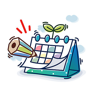 EPS 클립아트 구름 아이콘 비즈니스 큐티아이콘 사람없음 필기구 연필 새싹 사무용품 희망 꿈 달력 메모지 계획 오브젝트 2D아이콘 자연요소 식물 감정 컨셉 문구용품 학용품 파일형식 벡터