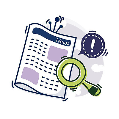 EPS 클립아트 아이콘 비즈니스 돋보기 큐티아이콘 안테나 사람없음 사무용품 정보 신문 뉴스 느낌표 오브젝트 2D아이콘 기호 통신 문구용품 간행물 파일형식 벡터