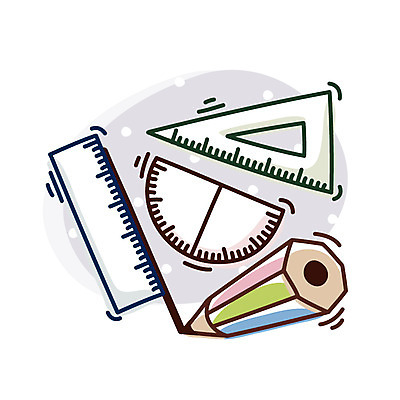 EPS 클립아트 아이콘 비즈니스 문구용품 큐티아이콘 자 사람없음 필기구 연필 사무용품 오브젝트 치수 삼각자 길이 각도기 2D아이콘 학용품 파일형식 벡터