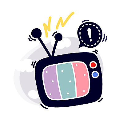 EPS 클립아트 아이콘 비즈니스 큐티아이콘 사람없음 전자제품 텔레비전 가전제품 느낌표 오브젝트 영상 전파 2D아이콘 기호 파일형식 벡터