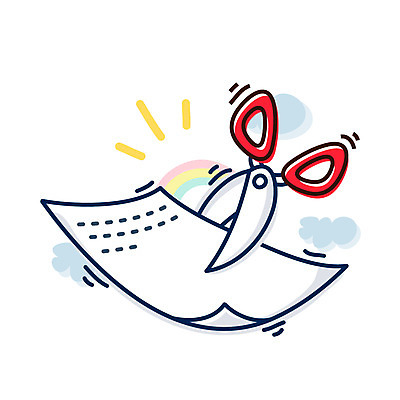 EPS 클립아트 구름 아이콘 종이 무지개 비즈니스 큐티아이콘 가위 사람없음 사무용품 자르기 오브젝트 문서 2D아이콘 자연요소 모션 문구용품 파일형식 벡터