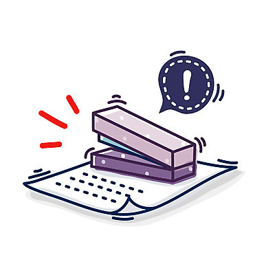 EPS 클립아트 아이콘 종이 비즈니스 큐티아이콘 사람없음 사무용품 느낌표 스테이플러 오브젝트 문서 2D아이콘 기호 문구용품 파일형식 벡터