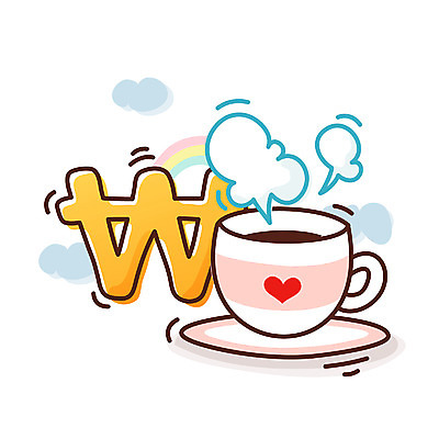 EPS 아이콘 커피 음료 음식 무지개 돈 비즈니스 큐티아이콘 사람없음 금융 경제 하트 원화 화폐기호 차 커피잔 가격 가치 2D아이콘 자연요소 모양 기호 잔 재산 화폐 파일형식 벡터