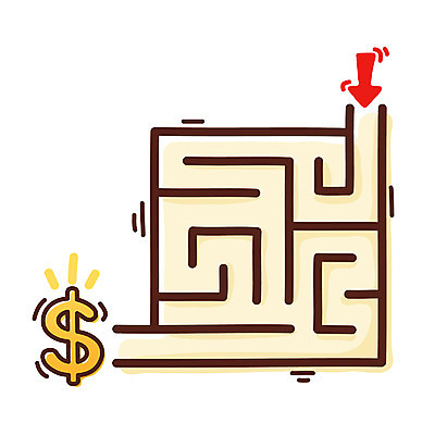 EPS 아이콘 화살표 길 돈 비즈니스 큐티아이콘 사람없음 금융 경제 달러 화폐기호 오브젝트 출발 미로 미로찾기 방법 수단 2D아이콘 기호 컨셉 재산 화폐 파일형식 벡터