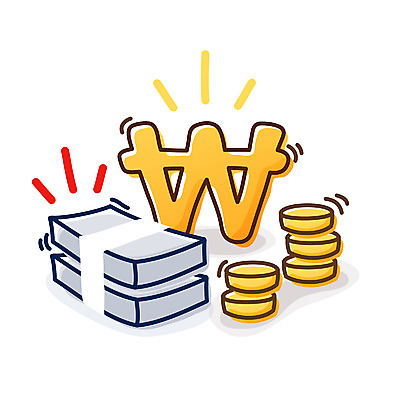 EPS 아이콘 지폐 돈 비즈니스 큐티아이콘 사람없음 금융 경제 동전 원화 화폐기호 오브젝트 2D아이콘 기호 재산 화폐 파일형식 벡터