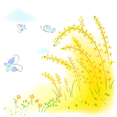 EPS 주간 클립아트 식물 사계절 계절 꽃 나비 곤충 백그라운드 일러스트 봄꽃 자연 풍경 사람없음 야외 봄 들꽃 개나리 봄배경 국내일러스트 자연요소 동물 생태계 파일형식 벡터