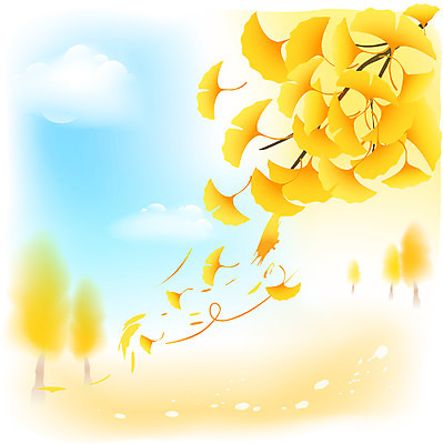 EPS 주간 클립아트 나무 식물 구름 사계절 계절 백그라운드 낙엽 일러스트 자연 하늘 바람 풍경 사람없음 야외 가을 은행잎 은행나무 흩날리기 가을배경 국내일러스트 자연요소 잎 모션 날씨 생태계 파일형식 벡터 가을_계절