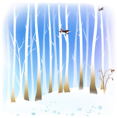 EPS 클립아트 나무 식물 사계절 계절 백그라운드 겨울 일러스트 자연 여러그루 풍경 사람없음 야외 눈 숲 발자국 까치 앙상함 겨울배경 국내일러스트 자연요소 다수 자국 조류 날씨 생태계 파일형식 벡터