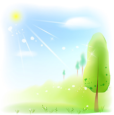 EPS 주간 자연요소 나무 구름 사계절 계절 백그라운드 일러스트 자연 하늘 풍경 초원 사람없음 야외 여름 햇빛 태양 뜨거움 더위 절기 하지 국내일러스트 식물 날씨 생태계 파일형식 벡터