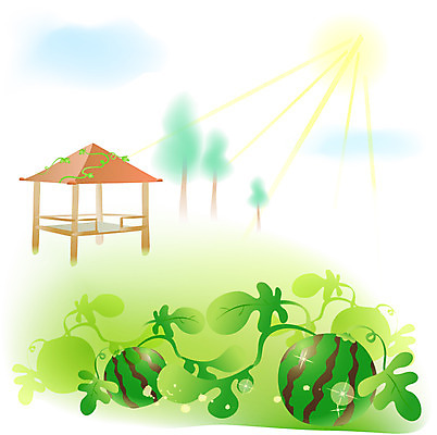 EPS 주간 나무 식물 구름 건축물 사계절 계절 열매 백그라운드 과일 일러스트 자연 수박 풍경 사람없음 야외 여름 태양 농촌 시골 더위 덩굴 과수원 절기 대서 원두막 국내일러스트 자연요소 건축 농업 날씨 생태계 파일형식 벡터