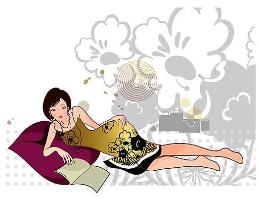 EPS 전신 모델 직업 우먼라이프 라이프스타일 긴머리 응시 원피스 여자 패션 여유 포즈 쿠션 꽃무늬 일러스트 목걸이 휴식 한명 사람 20대 성인 쇼핑 청춘 치마 민소매 눕기 쇼핑백 섹시 귀걸이 잡지 성인여자한명만 국내일러스트 1 헤어스타일 시선 옷 꽃 감정 컨셉 상의 무늬 가방 장신구 모션 하의 청년 생활 간행물 여자한명만 성인여자만 파일형식 벡터