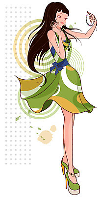 EPS 전신 모델 직업 우먼라이프 라이프스타일 긴머리 원피스 여자 패션 리본 포즈 일러스트 목걸이 장신구 한명 서기 들기 사람 20대 성인 장식 쇼핑 청춘 치마 민소매 귀걸이 하이힐 보석 가보시힐 발찌 성인여자한명만 국내일러스트 1 헤어스타일 옷 구두 컨셉 상의 모션 하의 청년 생활 여성화 광석 여자한명만 성인여자만 파일형식 벡터