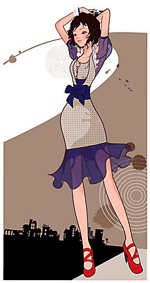 EPS 전신 모델 직업 우먼라이프 라이프스타일 드레스 여자 패션 리본 구두 포즈 일러스트 팔찌 짧은머리 한명 서기 들기 사람 20대 성인 장식 빨간색 쇼핑 청춘 손들기 귀걸이 단발머리 지갑 하이힐 성인여자한명만 국내일러스트 1 헤어스타일 옷 컬러 신발 컨셉 장신구 모션 청년 생활 여성화 여자한명만 성인여자만 파일형식 벡터