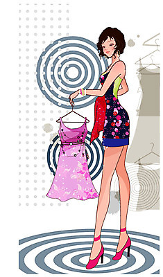 EPS 전신 모델 직업 우먼라이프 라이프스타일 원피스 여자 패션 포즈 일러스트 팔찌 짧은머리 한명 서기 들기 사람 20대 성인 쇼핑 청춘 민소매 귀걸이 단발머리 하이힐 옷걸이 옷가게 비즈목걸이 성인여자한명만 국내일러스트 1 헤어스타일 옷 구두 컨셉 상의 장신구 모션 청년 생활 상점 여성화 여자한명만 성인여자만 파일형식 벡터