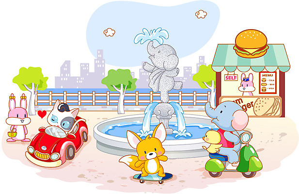 EPS 주간 나무 동물 구름 척추동물 라이프스타일 육지동물 공원 공공시설 교통 일러스트 포유류 상상 자동차 코끼리 의인화 병아리 사랑 빌딩 사람없음 야외 건물 라이프 생활 울타리 귀여움 고양이 매력적 드라이브 오토바이 표현 토끼 도시 스케이트보드 분수 토끼캐릭터 분수대 여우 사막여우 동물라이프 패스트푸드점 햄버거가게 분수_분수대 국내일러스트 자연요소 식물 건축물 감정 육상교통 동물캐릭터 컨셉 조류 담장 반려동물 상점 식당 바이크 운전 보드_스포츠 시설 파일형식 벡터