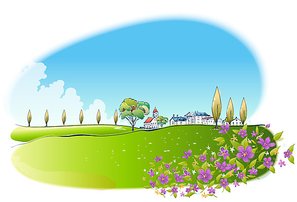 EPS 주간 나무 구름 해외풍경 사계절 계절 꽃 백그라운드 일러스트 자연 하늘 풍경 사람없음 야외 여름 마을 국내일러스트 자연요소 식물 해외 생태계 파일형식 벡터